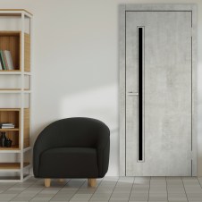 Двери Эстония ПВХ Бетон чёрное стекло в интерьере